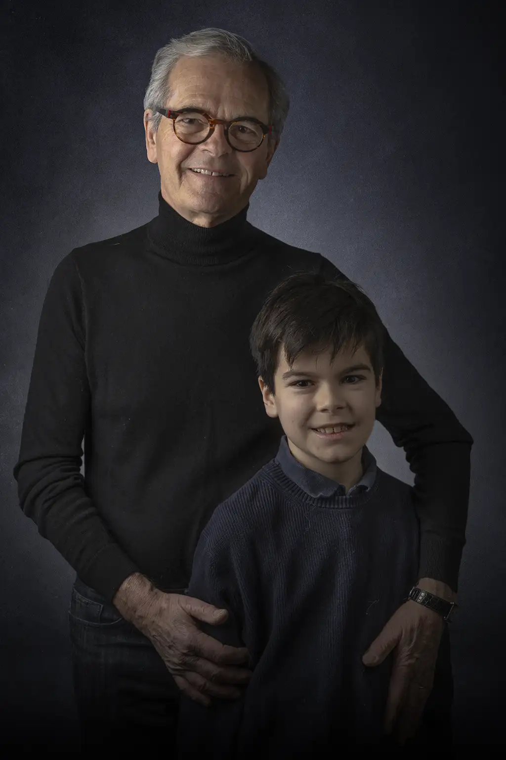 Portrait d'art un grand-père et de son petit fils